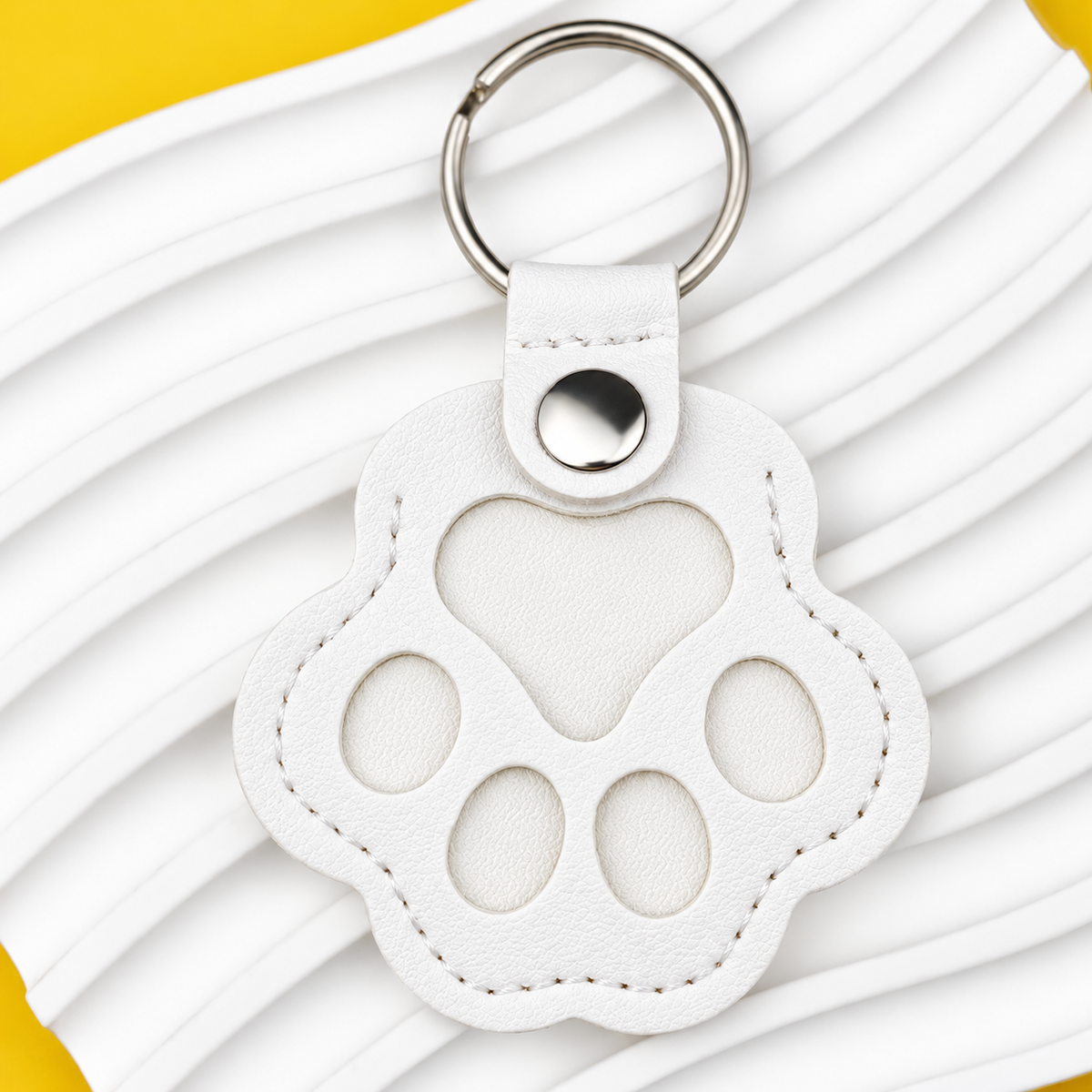 Personalized Pet Fur & Photo Memorial Paw Keychain