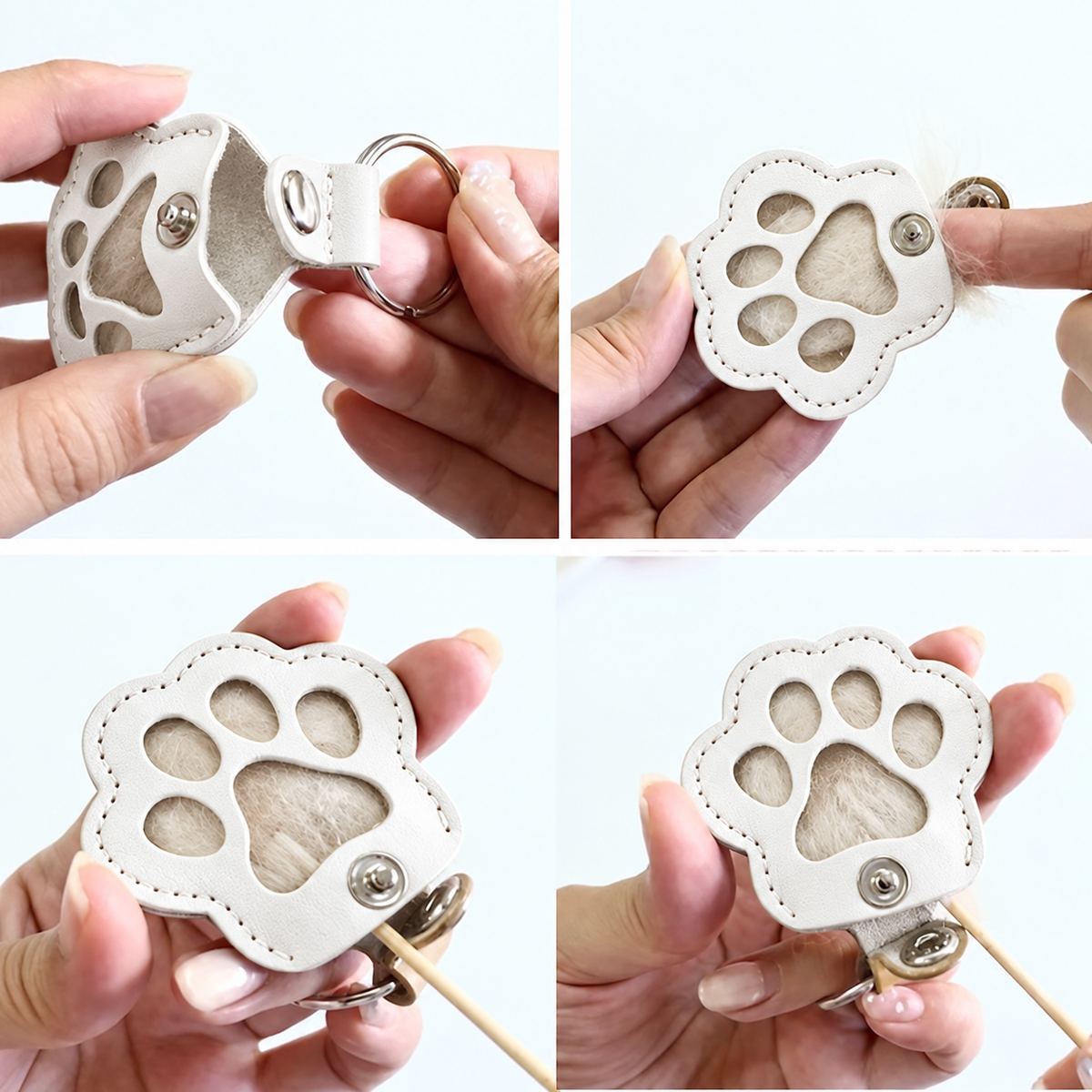 Personalized Pet Fur & Photo Memorial Paw Keychain