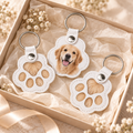 Personalized Pet Fur & Photo Memorial Paw Keychain