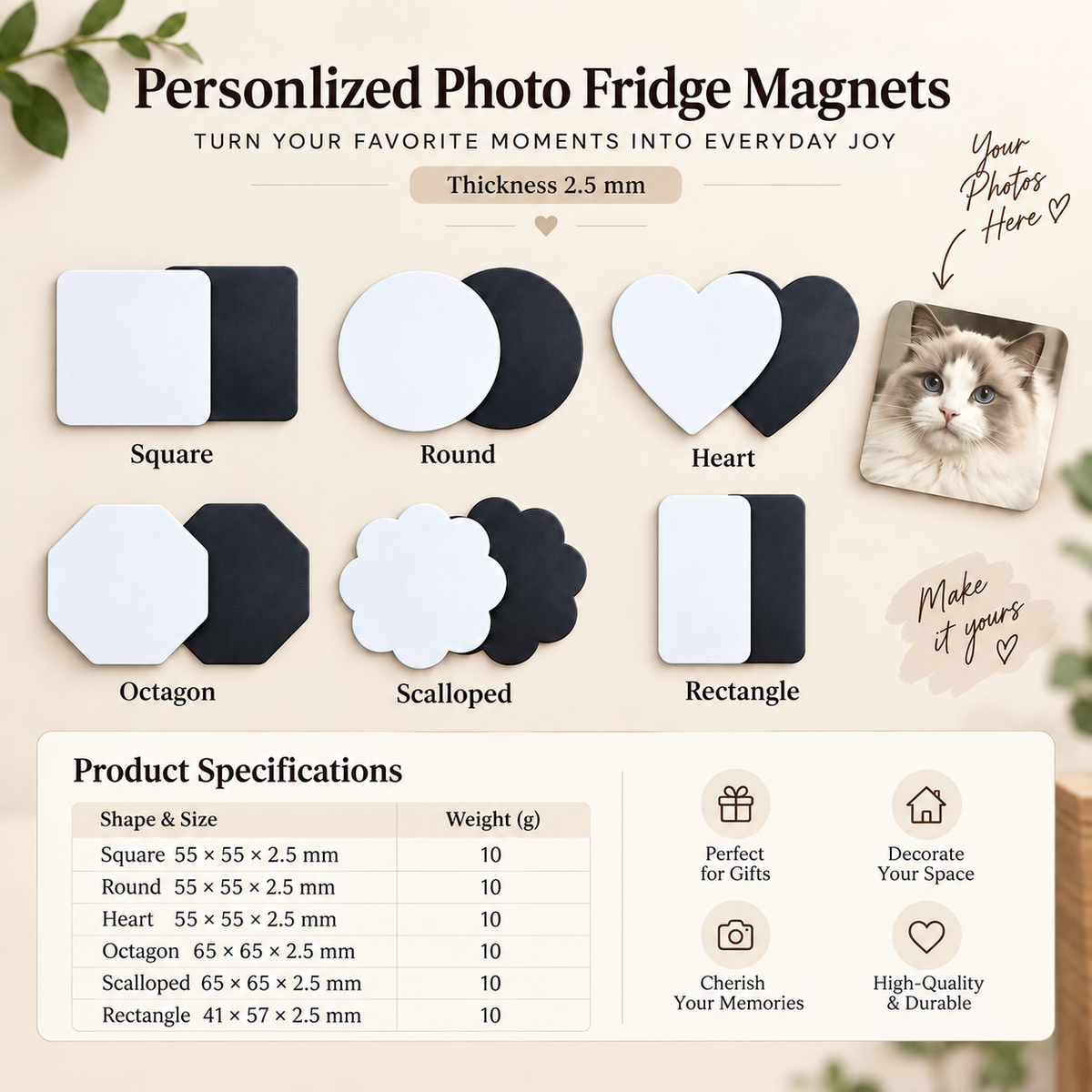 Personalized Pet Photo Fridge Magnet