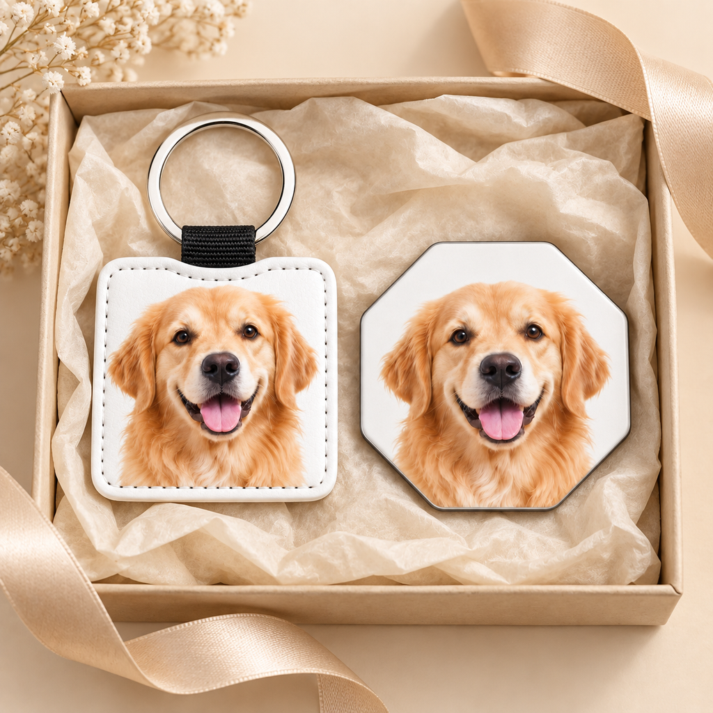 Personalized Pet Gift Box – Keychain + Fridge Magnet