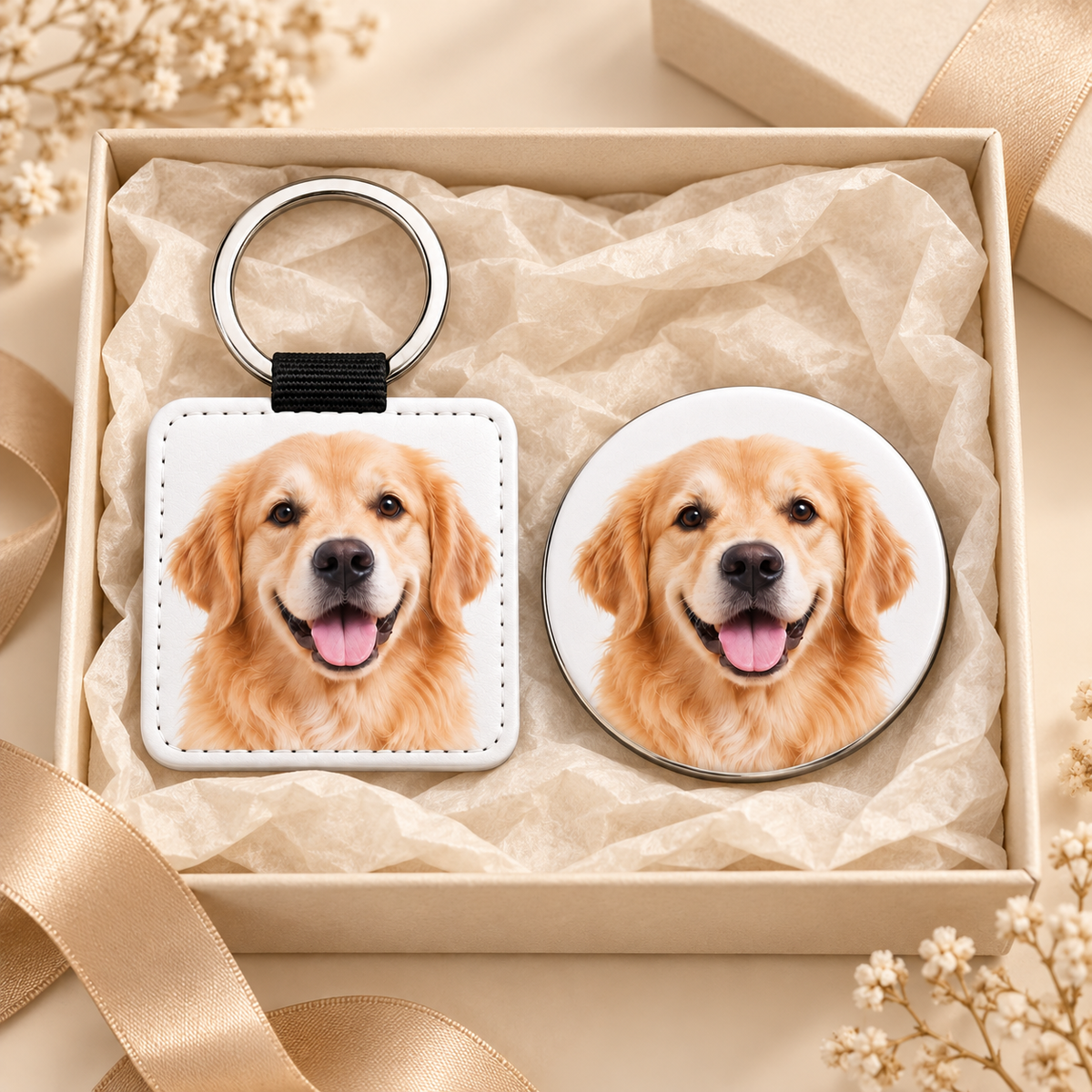 Personalized Pet Gift Box – Keychain + Fridge Magnet