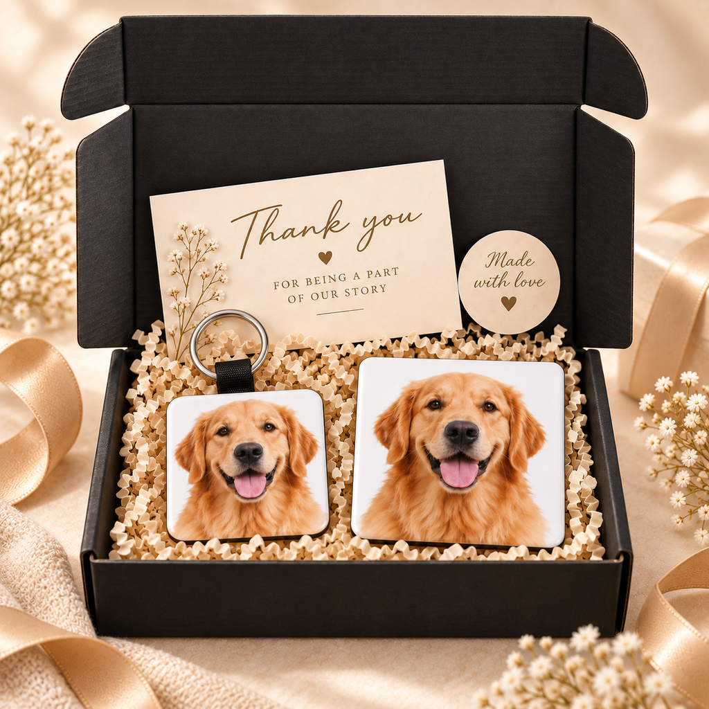 Personalized Pet Gift Box – Keychain + Fridge Magnet