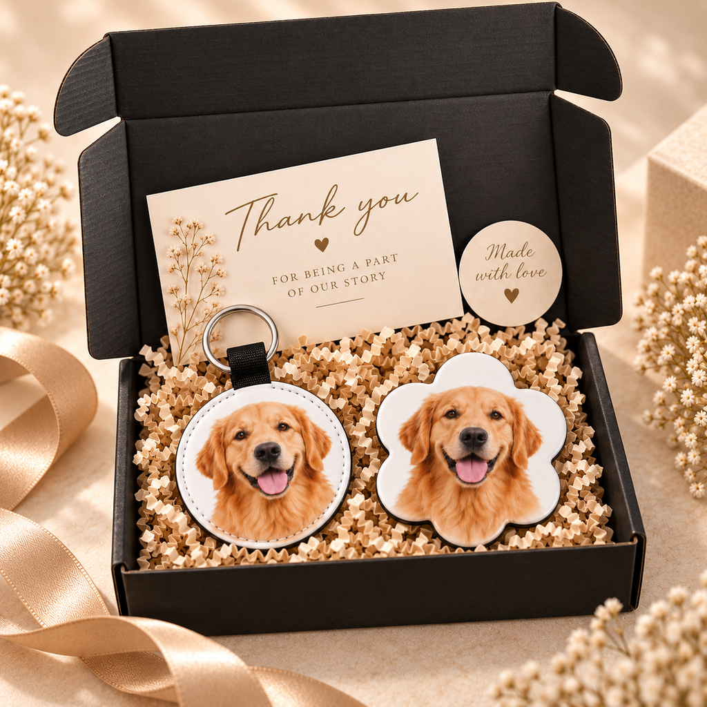 Personalized Pet Gift Box – Keychain + Fridge Magnet