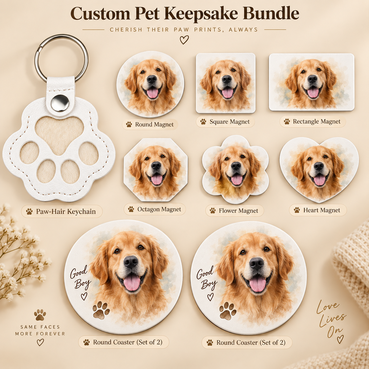 Personalized Pet Memorial Gift Box – Fur Keepsake Keychain + Photo Gifts