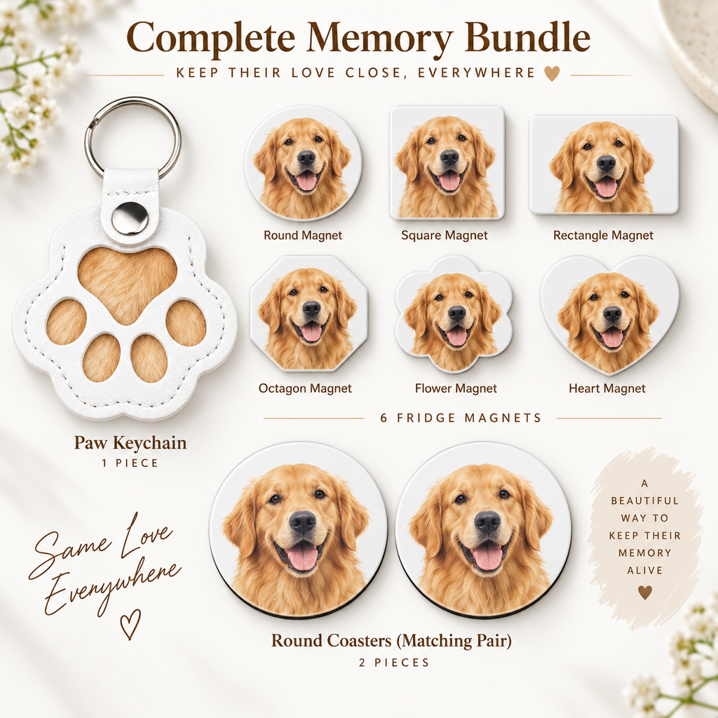 Personalized Pet Memorial Gift Box – Fur Keepsake Keychain + Photo Gifts