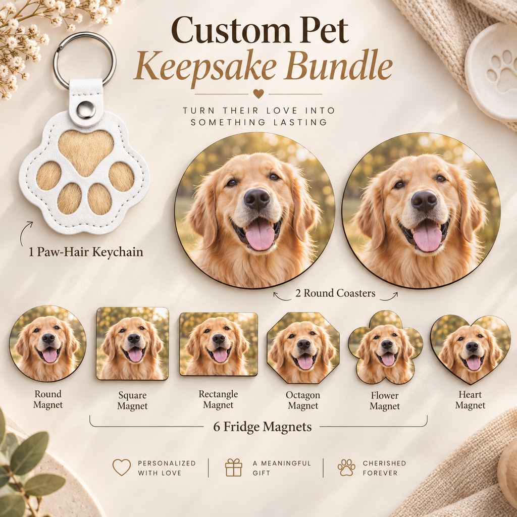Personalized Pet Memorial Gift Box – Fur Keepsake Keychain + Photo Gifts