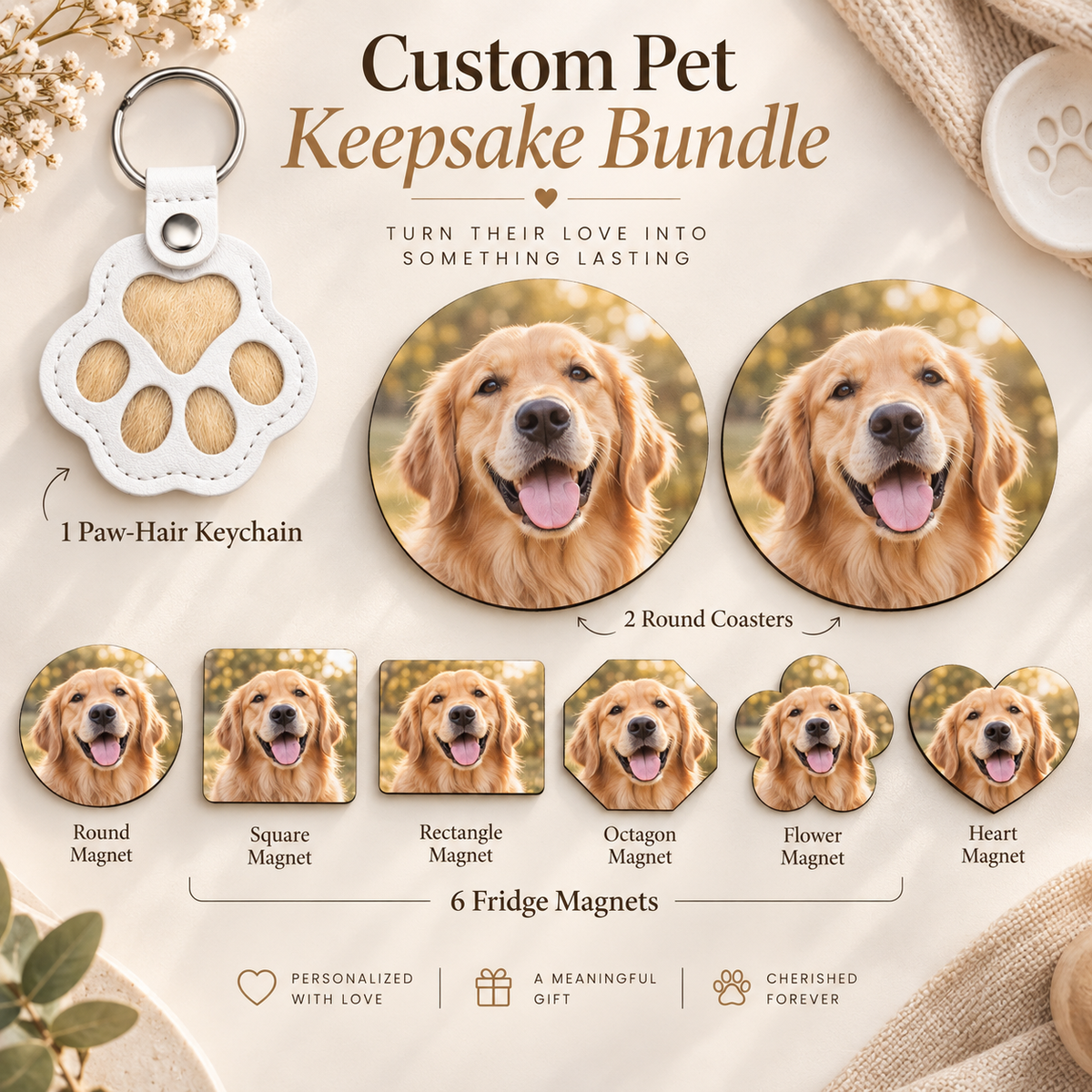 Personalized Pet Memorial Gift Box – Fur Keepsake Keychain + Photo Gifts