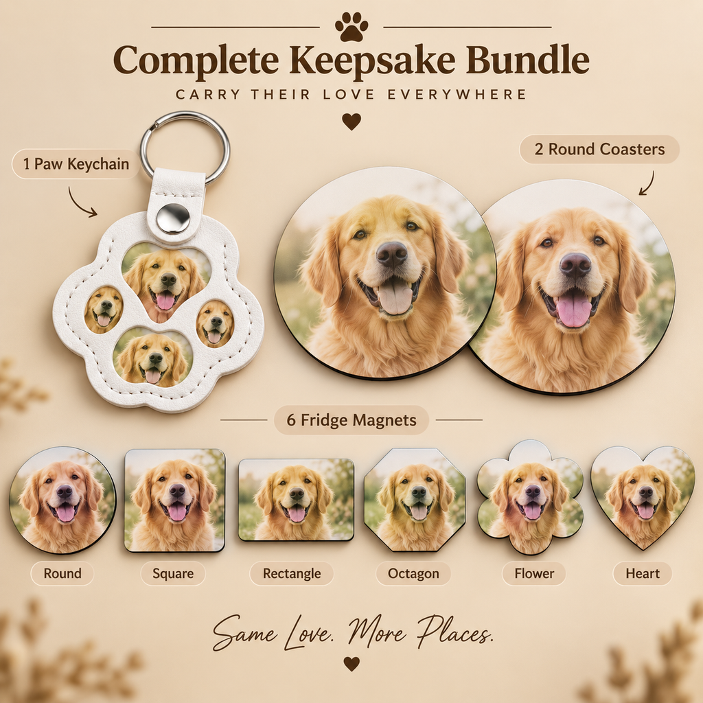 Personalized Pet Memorial Gift Box – Fur Keepsake Keychain + Photo Gifts