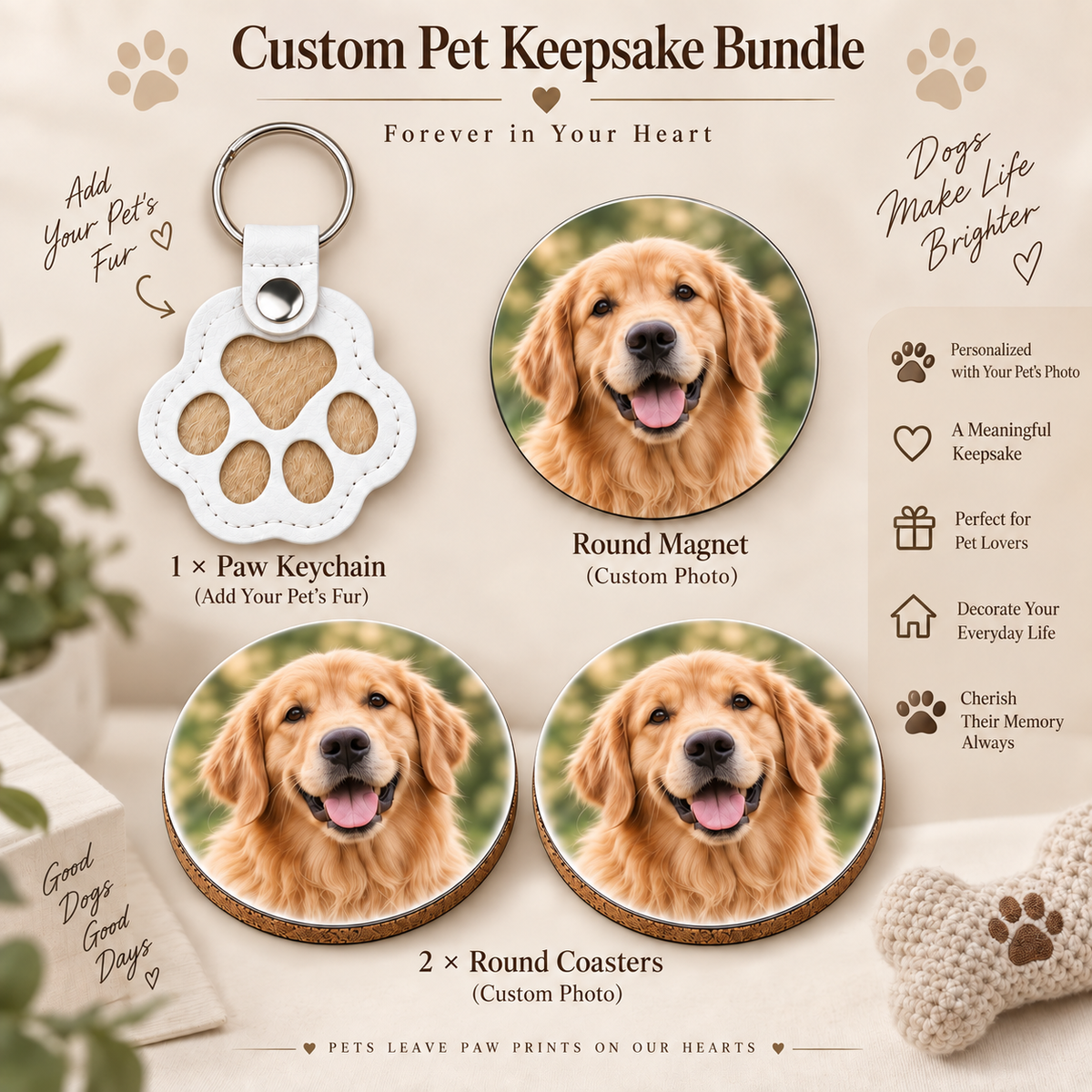 Personalized Pet Memorial Gift Box – Fur Keepsake Keychain + Photo Gifts