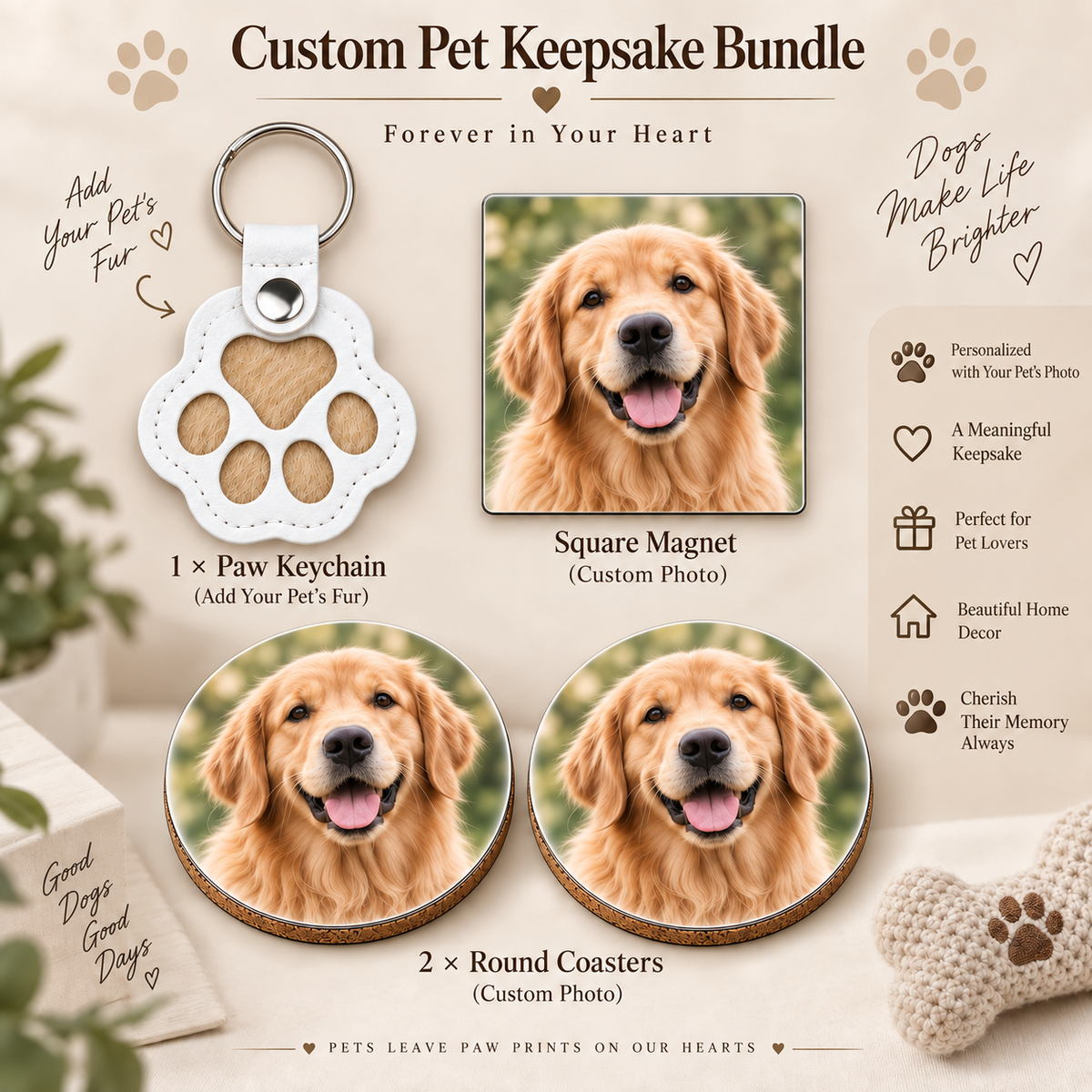 Personalized Pet Memorial Gift Box – Fur Keepsake Keychain + Photo Gifts