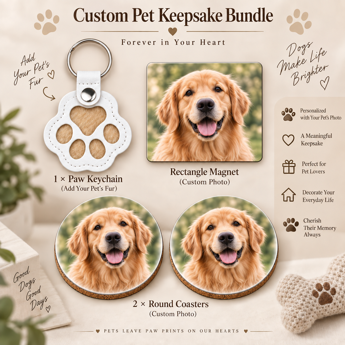 Personalized Pet Memorial Gift Box – Fur Keepsake Keychain + Photo Gifts