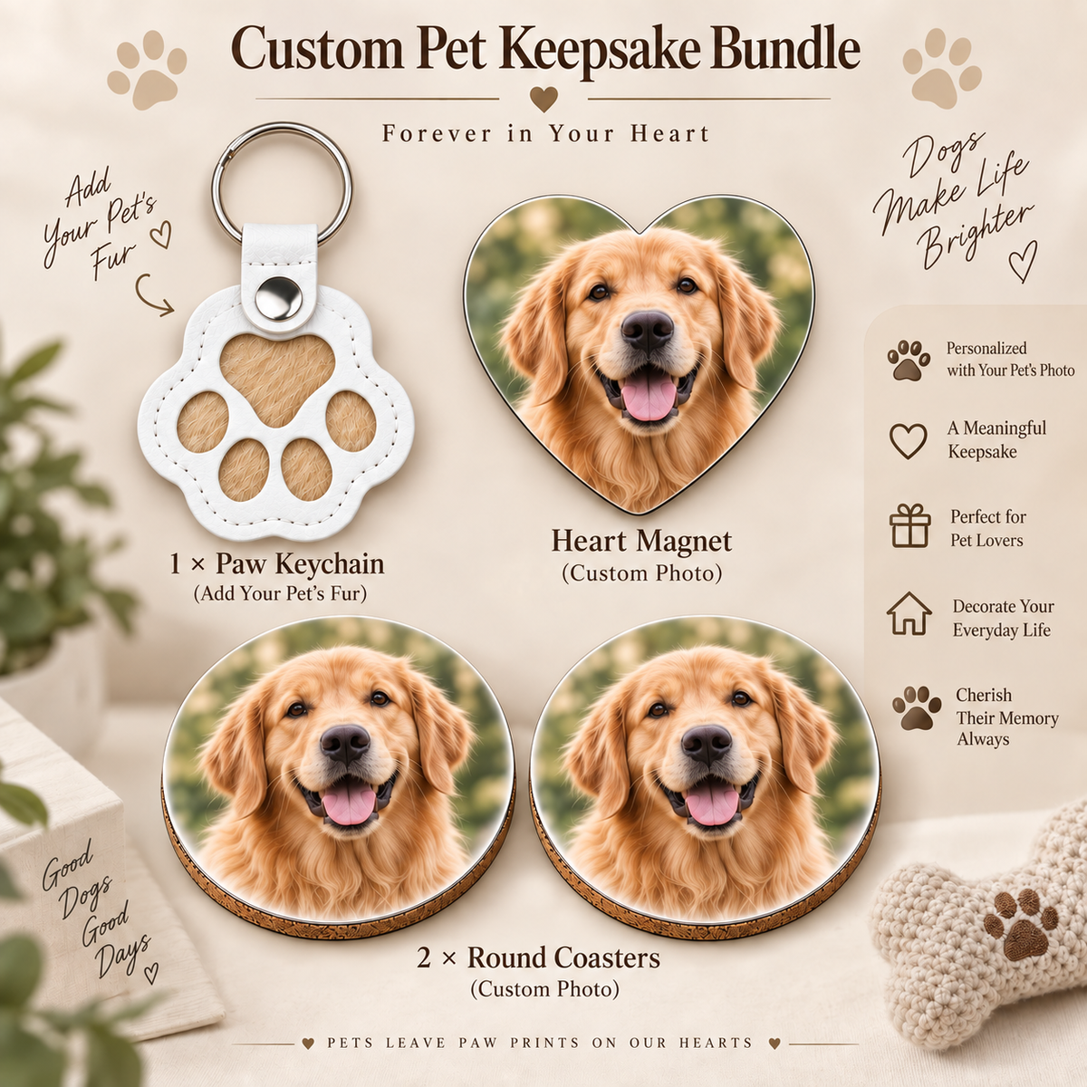 Personalized Pet Memorial Gift Box – Fur Keepsake Keychain + Photo Gifts