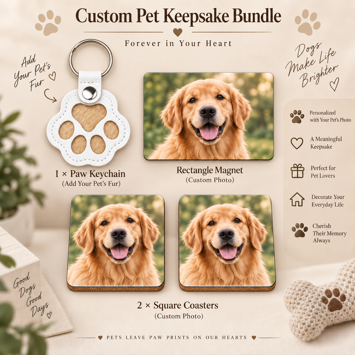 Personalized Pet Memorial Gift Box – Fur Keepsake Keychain + Photo Gifts