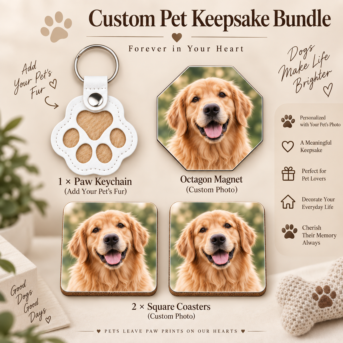 Personalized Pet Memorial Gift Box – Fur Keepsake Keychain + Photo Gifts