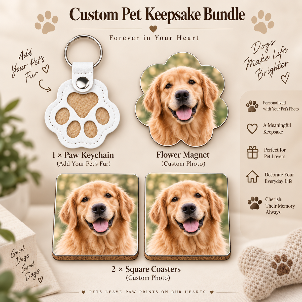 Personalized Pet Memorial Gift Box – Fur Keepsake Keychain + Photo Gifts